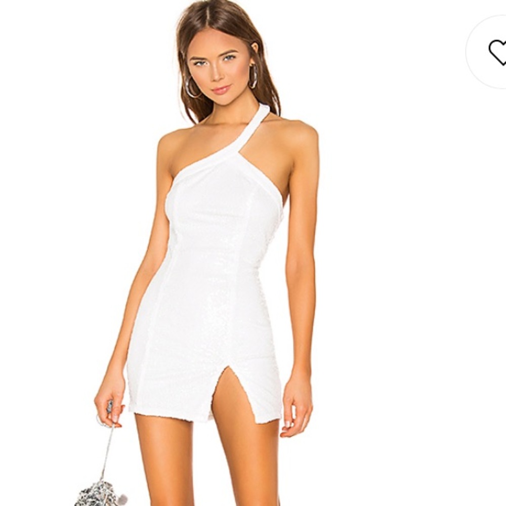 Revolve sequin mini white dress